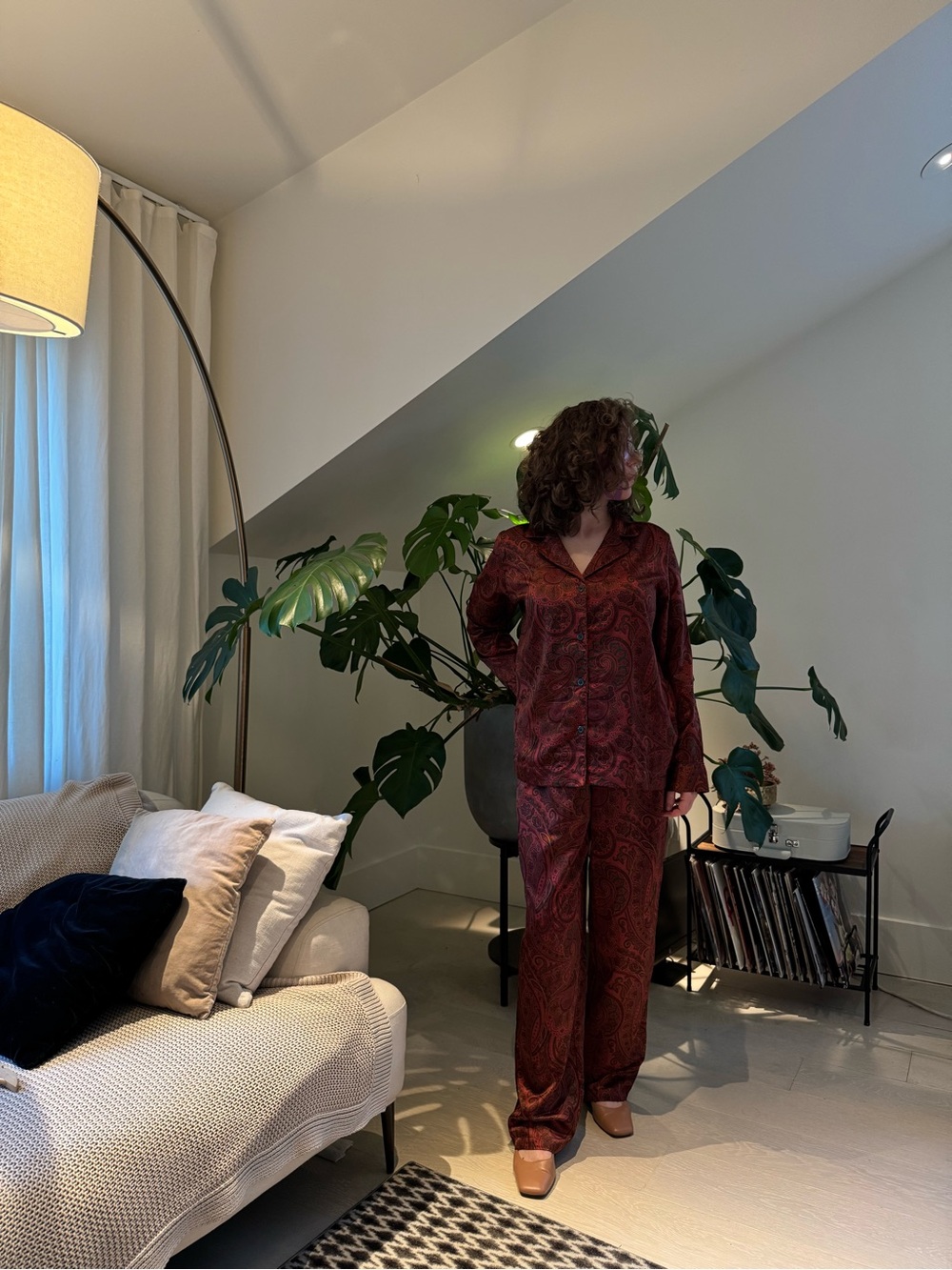 Ralph Lauren Burgundy Paisley Satin Pajama Set